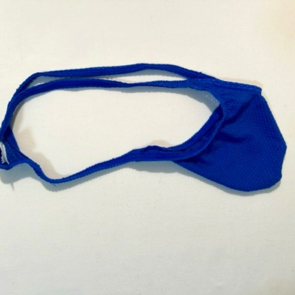 Men's  Waffled See-Through "T-Back" Thong - Blue - Pouch - Picture 8 of 11